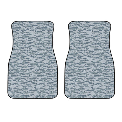 Winter Tiger Stripe Camo Pattern Print Front Car Floor Mats