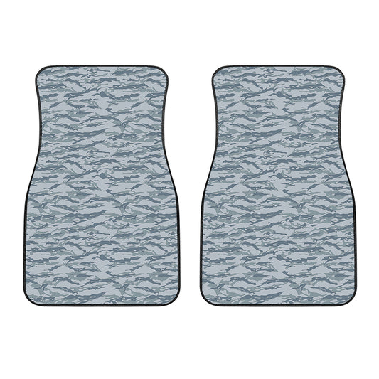 Winter Tiger Stripe Camo Pattern Print Front Car Floor Mats