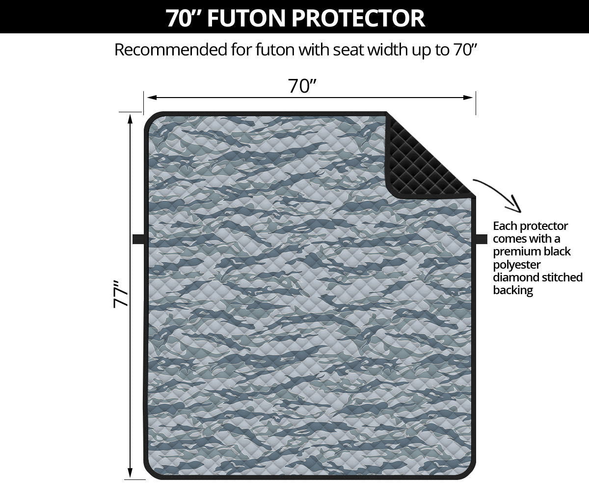 Winter Tiger Stripe Camo Pattern Print Futon Protector
