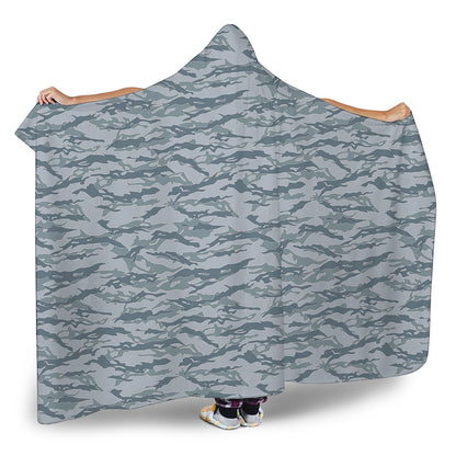 Winter Tiger Stripe Camo Pattern Print Hooded Blanket