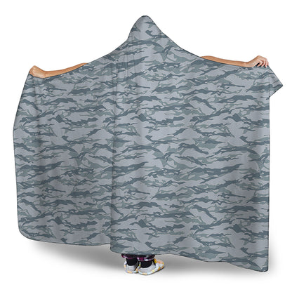 Winter Tiger Stripe Camo Pattern Print Hooded Blanket