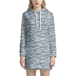 Winter Tiger Stripe Camo Pattern Print Hoodie Dress