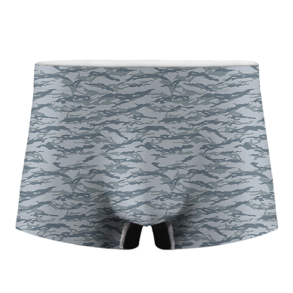 Winter Tiger Stripe Camo Pattern Print Men's Boxer Briefs