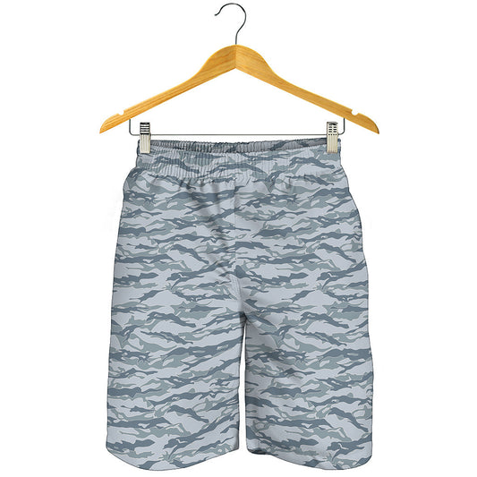 Winter Tiger Stripe Camo Pattern Print Men's Shorts