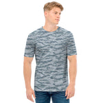 Winter Tiger Stripe Camo Pattern Print Men's T-Shirt