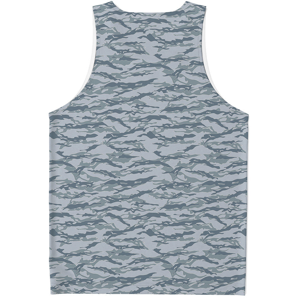 Winter Tiger Stripe Camo Pattern Print Men's Tank Top