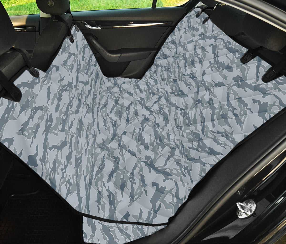 Winter Tiger Stripe Camo Pattern Print Pet Car Back Seat Cover