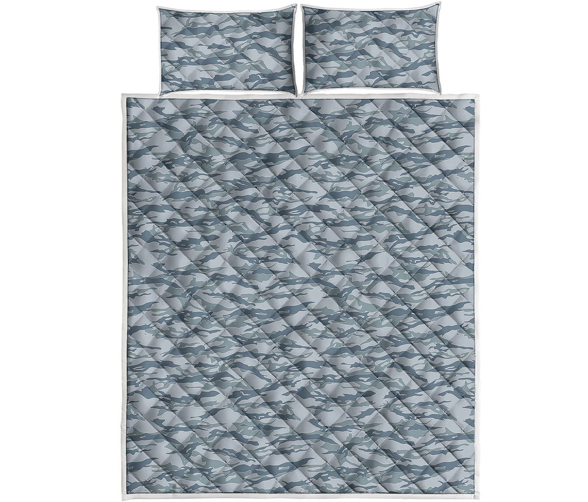 Winter Tiger Stripe Camo Pattern Print Quilt Bed Set