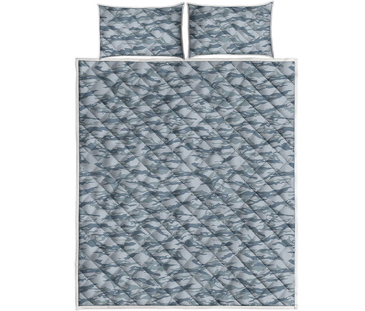 Winter Tiger Stripe Camo Pattern Print Quilt Bed Set