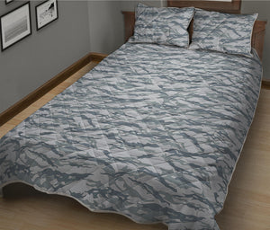 Winter Tiger Stripe Camo Pattern Print Quilt Bed Set