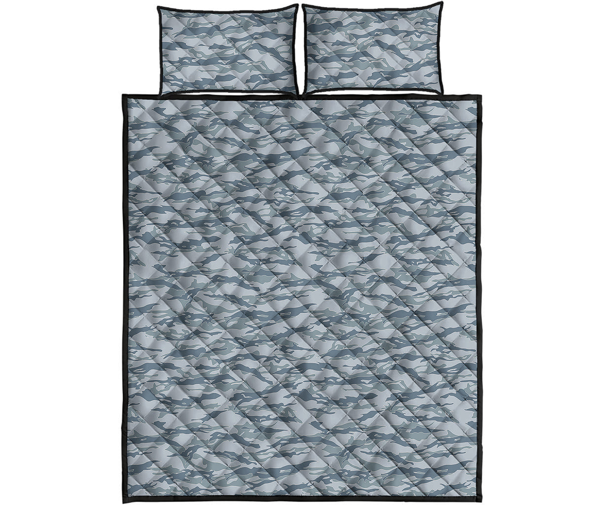 Winter Tiger Stripe Camo Pattern Print Quilt Bed Set