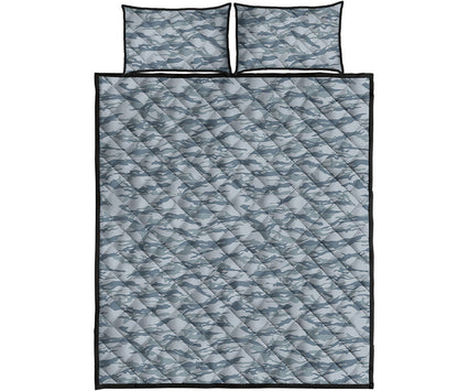 Winter Tiger Stripe Camo Pattern Print Quilt Bed Set