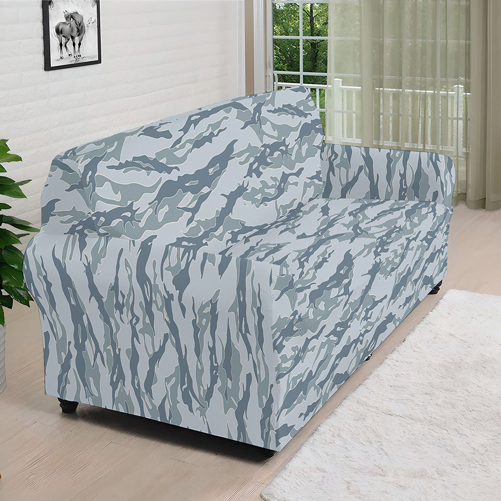 Winter Tiger Stripe Camo Pattern Print Sofa Cover