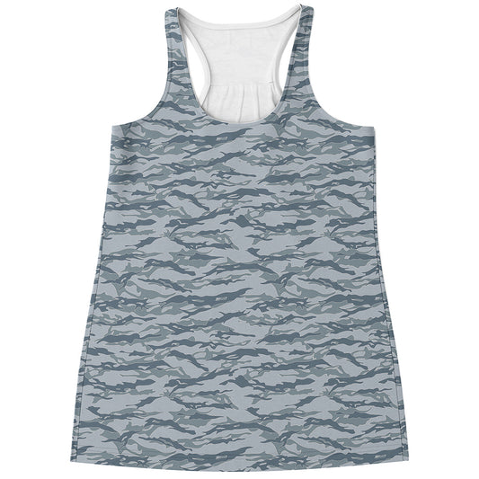 Winter Tiger Stripe Camo Pattern Print Women's Racerback Tank Top
