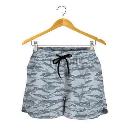 Winter Tiger Stripe Camo Pattern Print Women's Shorts