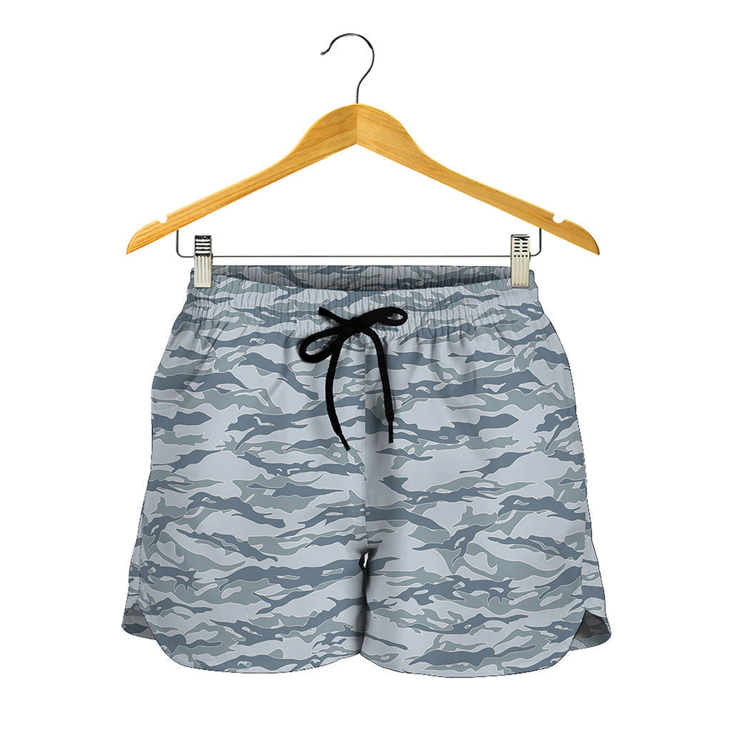 Winter Tiger Stripe Camo Pattern Print Women's Shorts