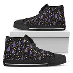 Wizard Hat Pattern Print Black High Top Shoes