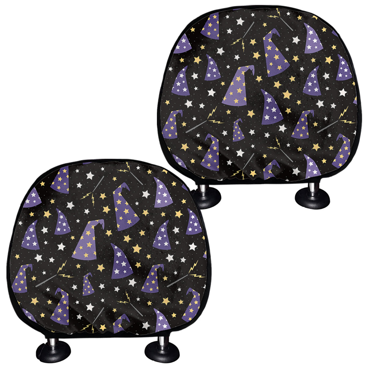 Wizard Hat Pattern Print Car Headrest Covers