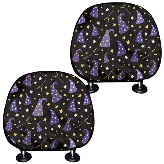 Wizard Hat Pattern Print Car Headrest Covers