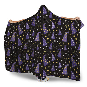 Wizard Hat Pattern Print Hooded Blanket