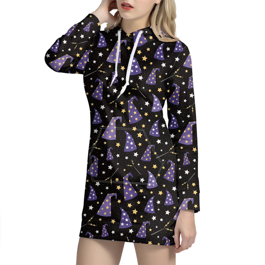 Wizard Hat Pattern Print Hoodie Dress