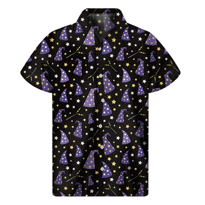 Wizard Hat Pattern Print Men's Short Sleeve Shirt
