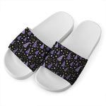Wizard Hat Pattern Print White Slide Sandals