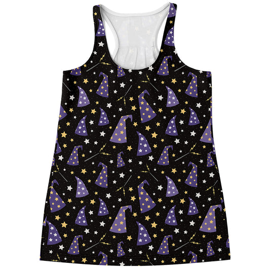 Wizard Hat Pattern Print Women's Racerback Tank Top