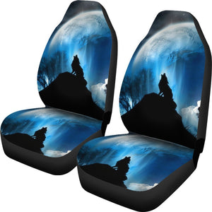 Wolf Howling At Full Moon Universal Fit Car Seat Covers GearFrost