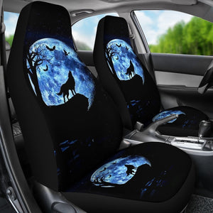 Wolf Howling At Night Universal Fit Car Seat Covers GearFrost