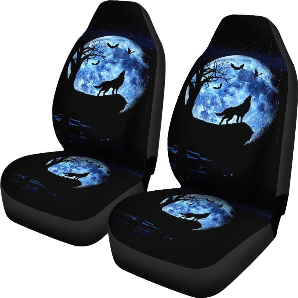 Wolf Howling At Night Universal Fit Car Seat Covers GearFrost