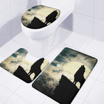 Wolf Howling At The Full Moon Print 3 Piece Bath Mat Set