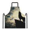 Wolf Howling At The Full Moon Print Apron