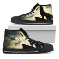 Wolf Howling At The Full Moon Print Black High Top Sneakers