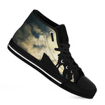 Wolf Howling At The Full Moon Print Black High Top Shoes
