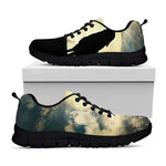 Wolf Howling At The Full Moon Print Black Sneakers