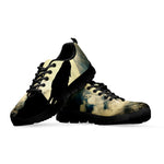 Wolf Howling At The Full Moon Print Black Sneakers