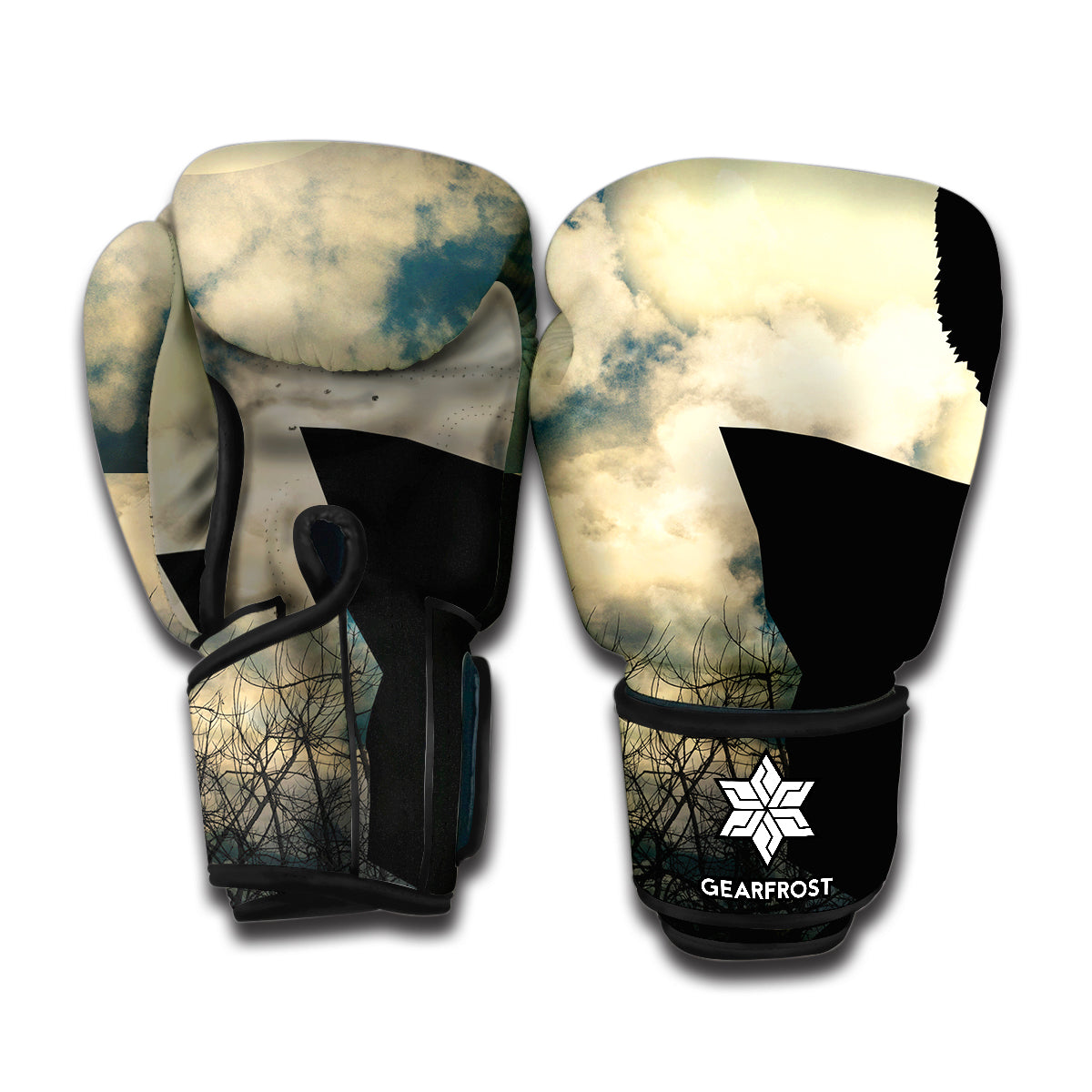 Wolf Howling At The Full Moon Print Boxing Gloves