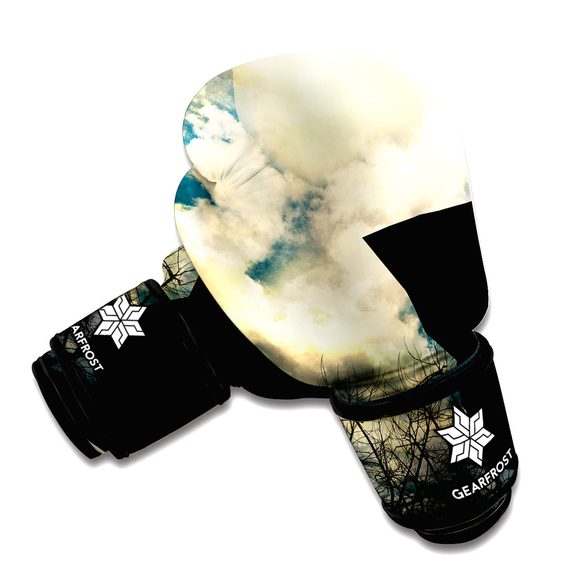 Wolf Howling At The Full Moon Print Boxing Gloves