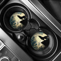 Wolf Howling At The Full Moon Print Car Coasters