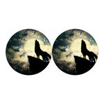 Wolf Howling At The Full Moon Print Car Coasters