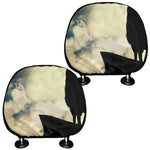 Wolf Howling At The Full Moon Print Car Headrest Covers