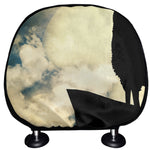 Wolf Howling At The Full Moon Print Car Headrest Covers