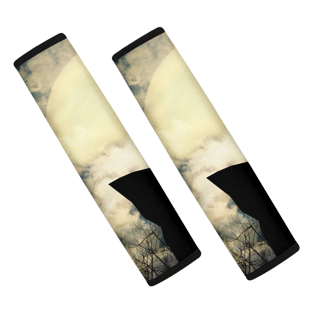 Wolf Howling At The Full Moon Print Car Seat Belt Covers