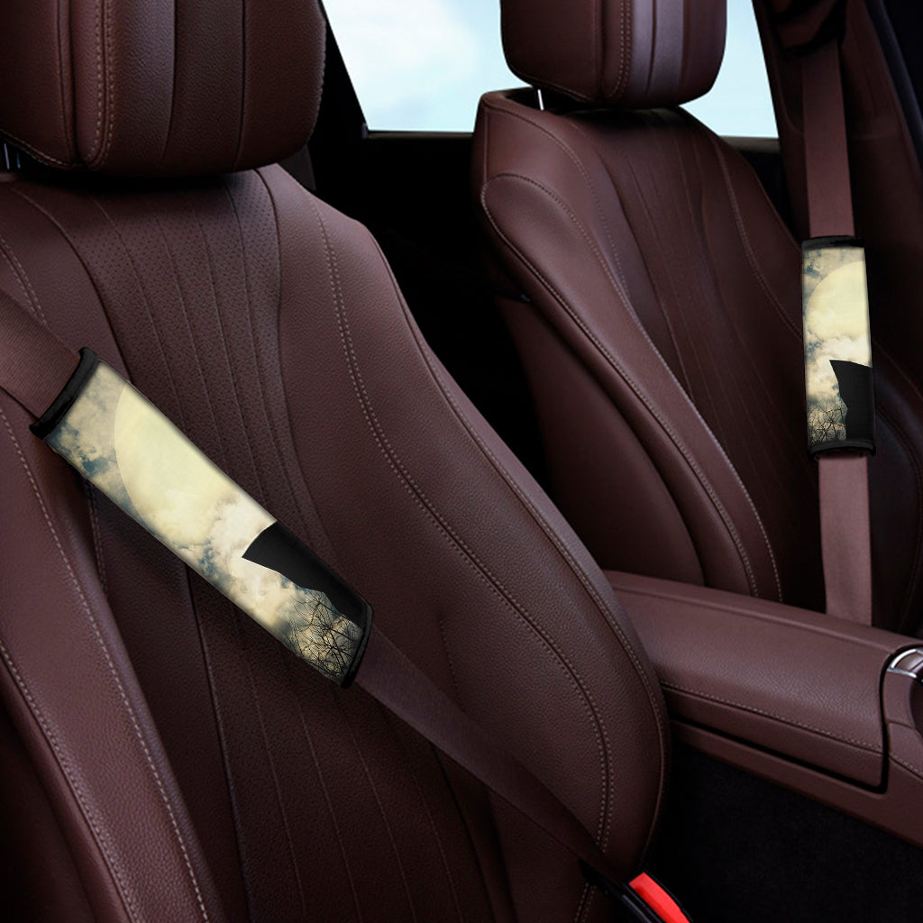 Wolf Howling At The Full Moon Print Car Seat Belt Covers