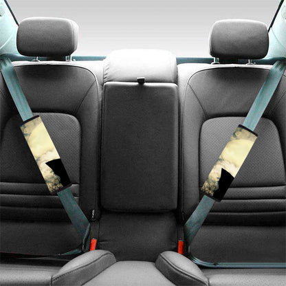 Wolf Howling At The Full Moon Print Car Seat Belt Covers