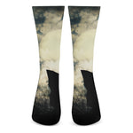 Wolf Howling At The Full Moon Print Crew Socks