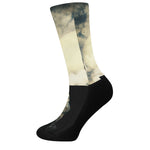 Wolf Howling At The Full Moon Print Crew Socks