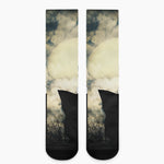 Wolf Howling At The Full Moon Print Crew Socks