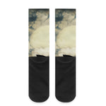 Wolf Howling At The Full Moon Print Crew Socks